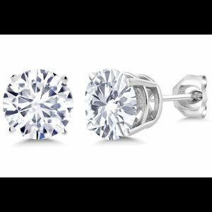 6mm 14kt white gold moissanite studs.